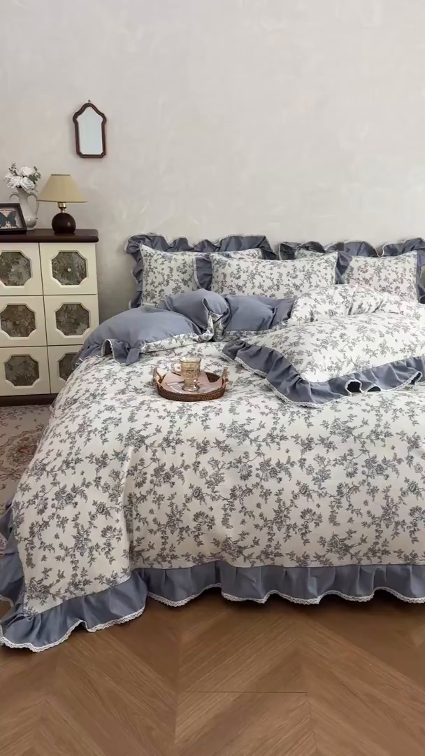 91家纺网 家纺一手货源 找家纺 星光耀 2026新款A类高克重斜纹云柔棉床盖四件套 禅弥