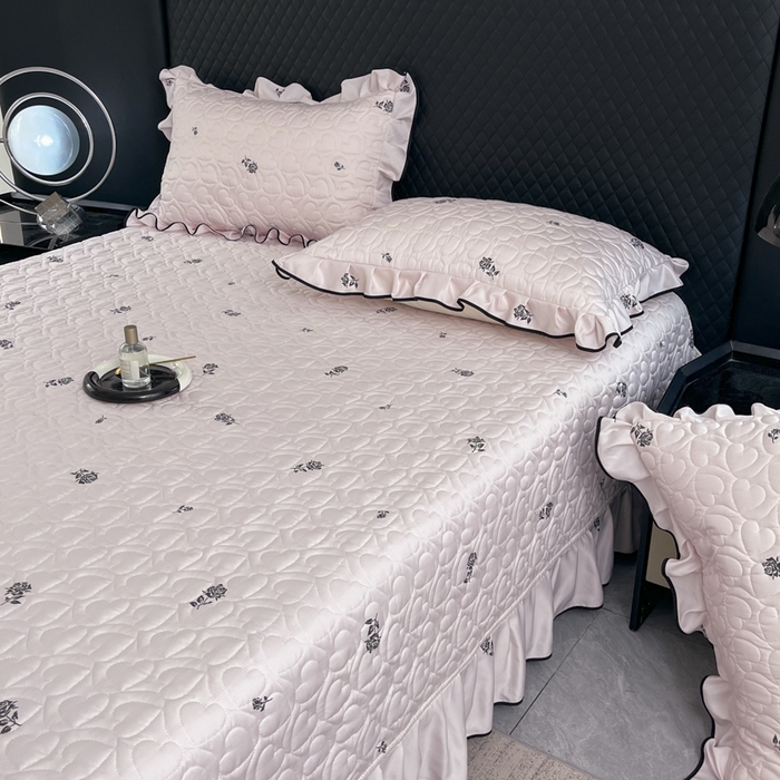 91家纺网 家纺一手货源 找家纺 星光耀 2026新款水洗真丝夏被床盖四件套 玫瑰甜桃粉