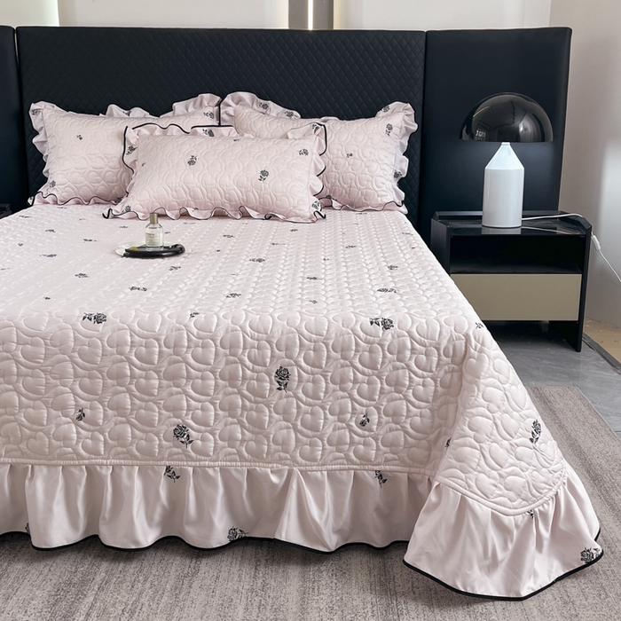 91家纺网 家纺一手货源 找家纺 星光耀 2026新款水洗真丝夏被床盖四件套 玫瑰甜桃粉