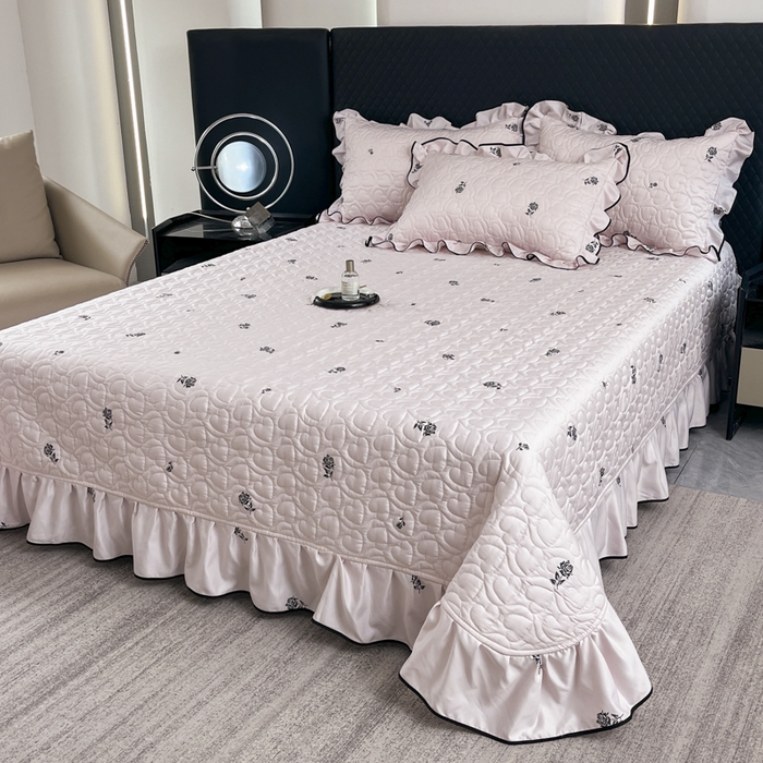 91家纺网 家纺一手货源 找家纺 星光耀 2026新款水洗真丝夏被床盖四件套 玫瑰甜桃粉