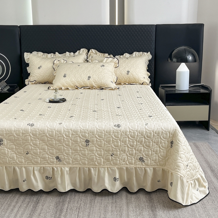 91家纺网 家纺一手货源 找家纺 星光耀 2026新款水洗真丝夏被床盖四件套 玫瑰芝士米