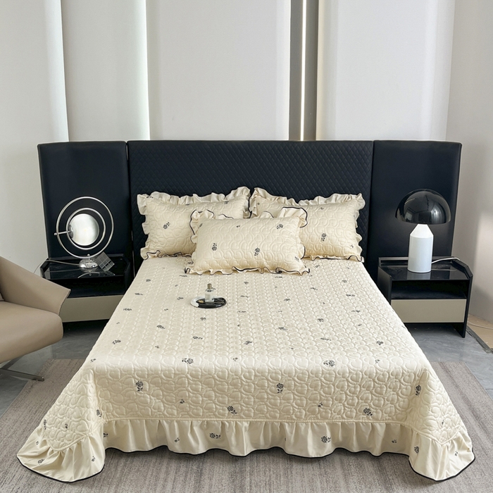 91家纺网 家纺一手货源 找家纺 星光耀 2026新款水洗真丝夏被床盖四件套 玫瑰芝士米