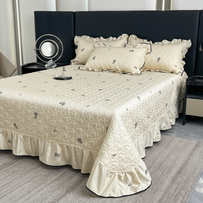 91家纺网 家纺一手货源 找家纺 星光耀 2026新款水洗真丝夏被床盖四件套 玫瑰芝士米