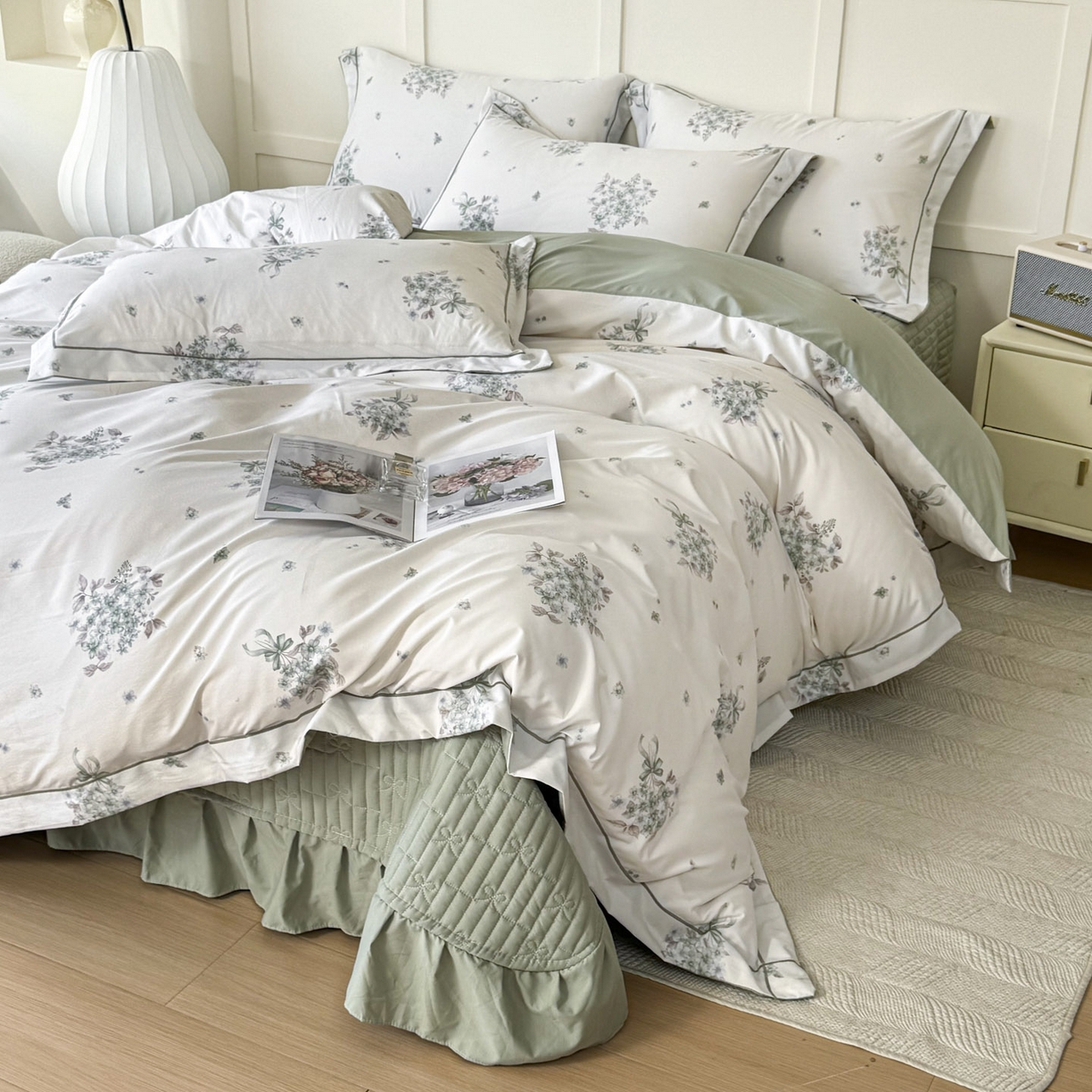 91家纺网 家纺一手货源 找家纺 星光耀 2026新款A类凉感天丝棉床盖四件套 花束