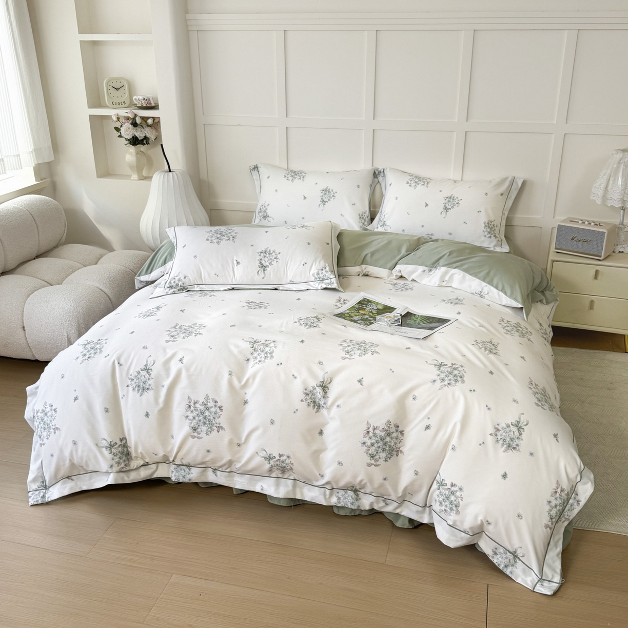 91家纺网 家纺一手货源 找家纺 星光耀 2026新款A类凉感天丝棉床盖四件套 花束