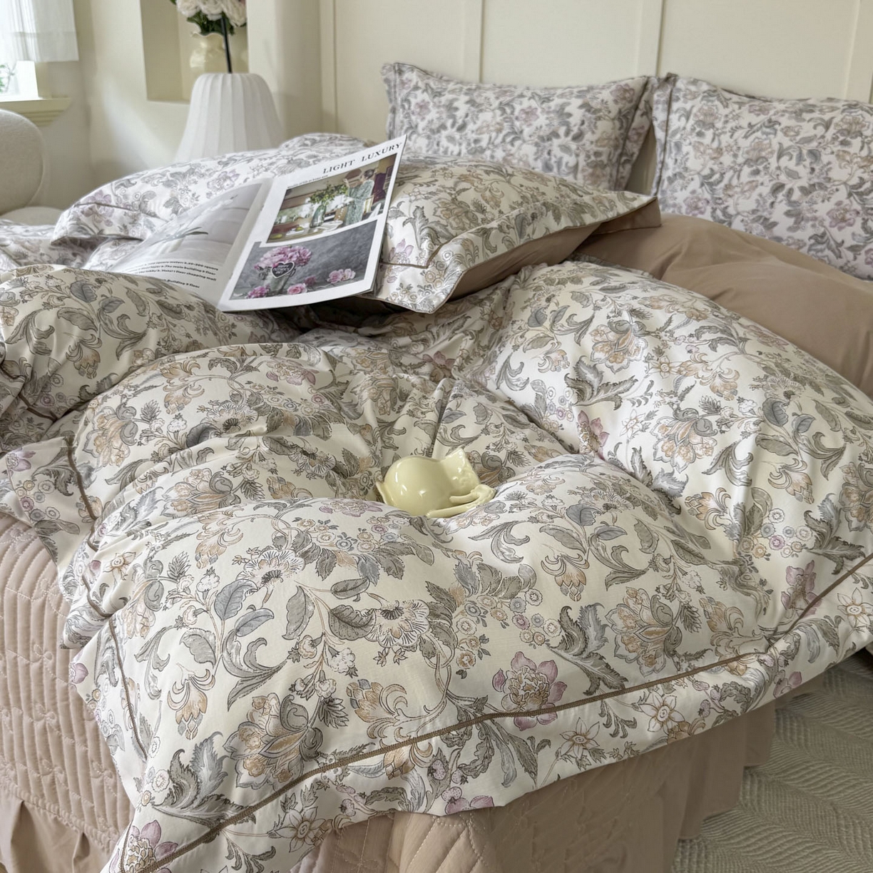 91家纺网 家纺一手货源 找家纺 星光耀 2026新款A类凉感天丝棉床盖四件套 凯西亚