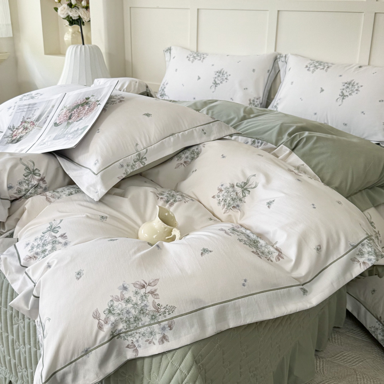 91家纺网 家纺一手货源 找家纺 星光耀 2026新款A类凉感天丝棉床盖四件套 花束