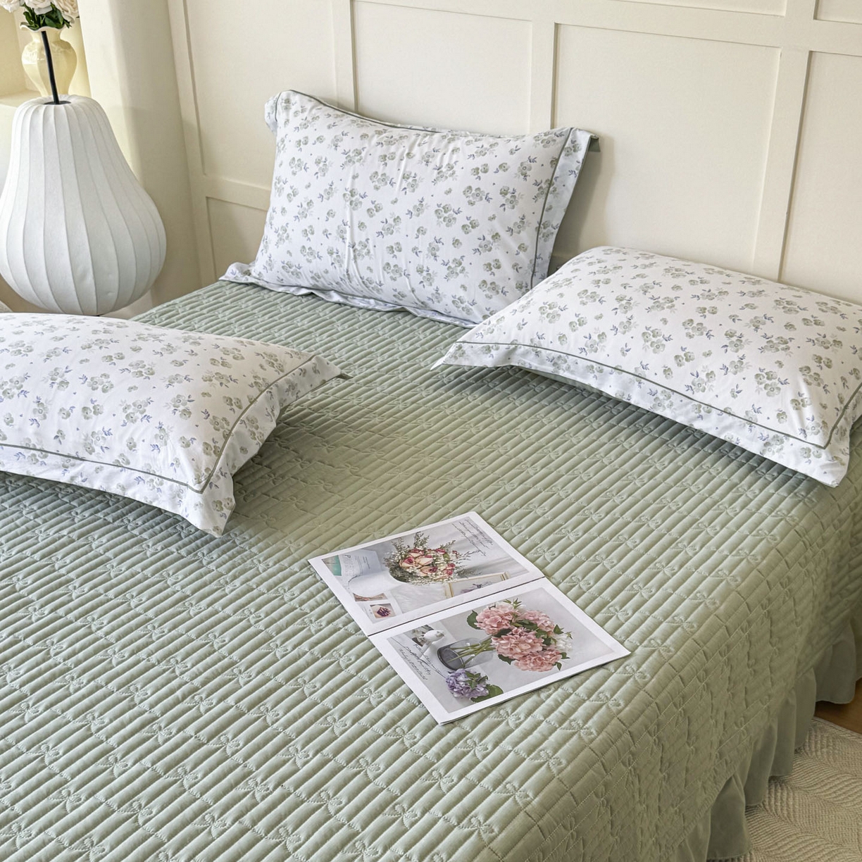 91家纺网 家纺一手货源 找家纺 星光耀 2026新款A类凉感天丝棉床盖四件套 绿萝