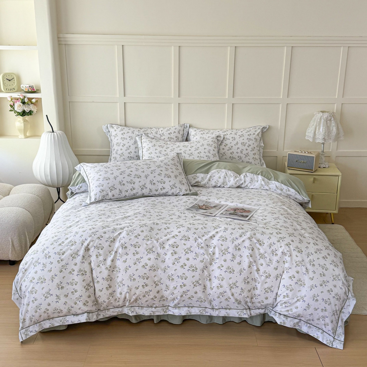 91家纺网 家纺一手货源 找家纺 星光耀 2026新款A类凉感天丝棉床盖四件套 绿萝