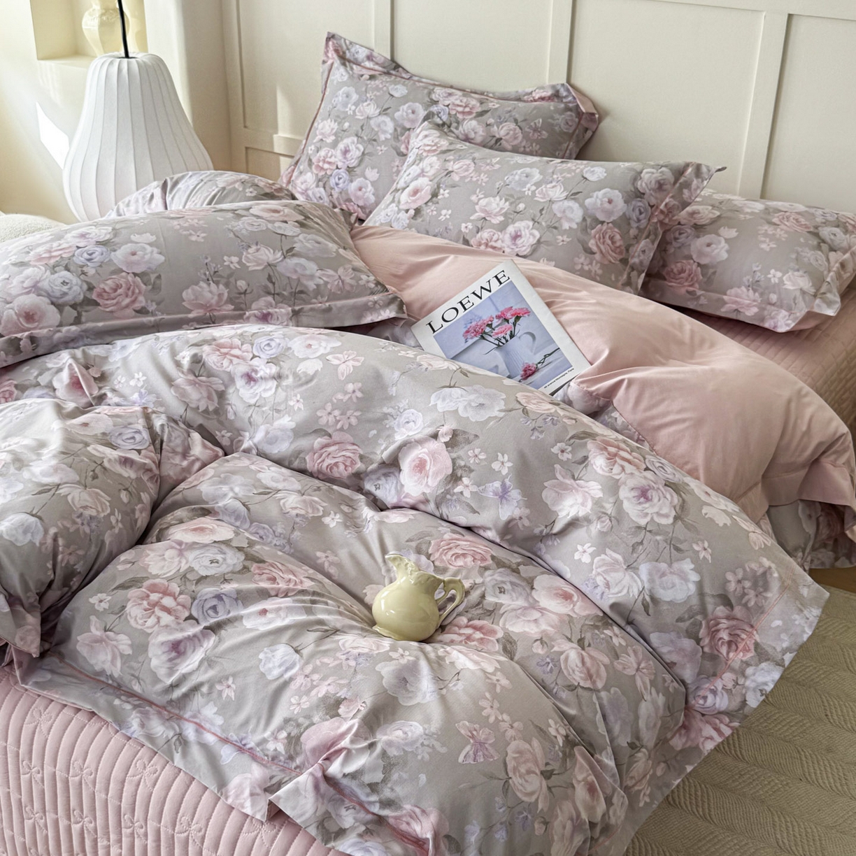 91家纺网 家纺一手货源 找家纺 星光耀 2026新款A类凉感天丝棉床盖四件套 莫奈花园