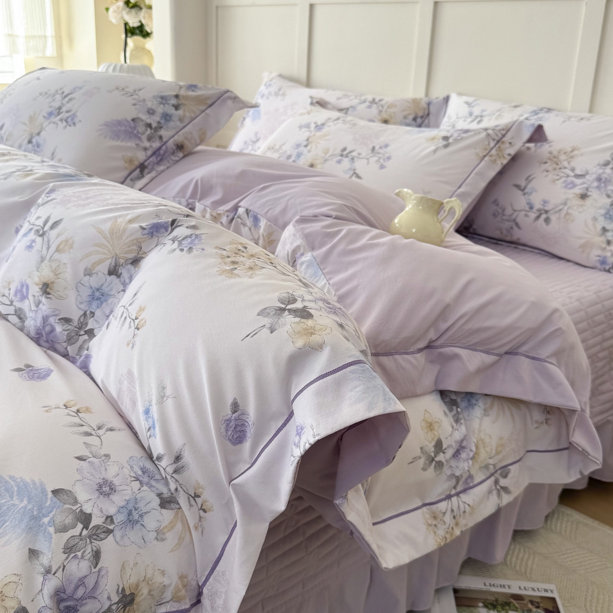 91家纺网 家纺一手货源 找家纺 星光耀 2026新款A类凉感天丝棉床盖四件套 华尔兹