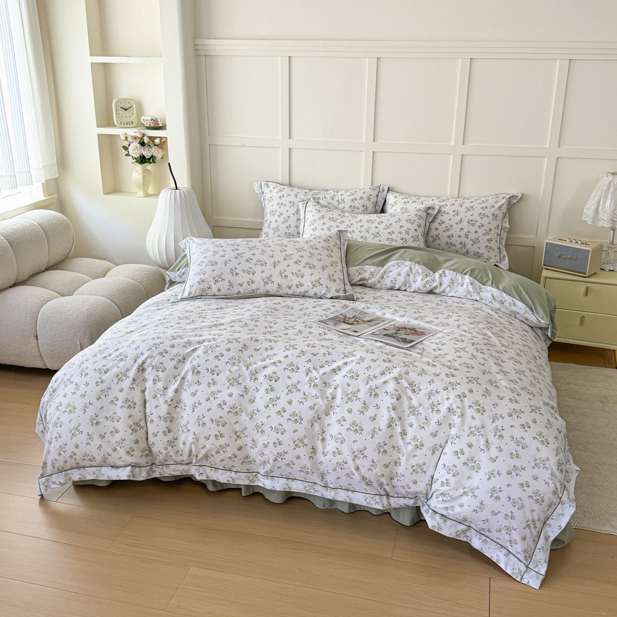 91家纺网 家纺一手货源 找家纺 星光耀 2026新款A类凉感天丝棉床盖四件套 绿萝