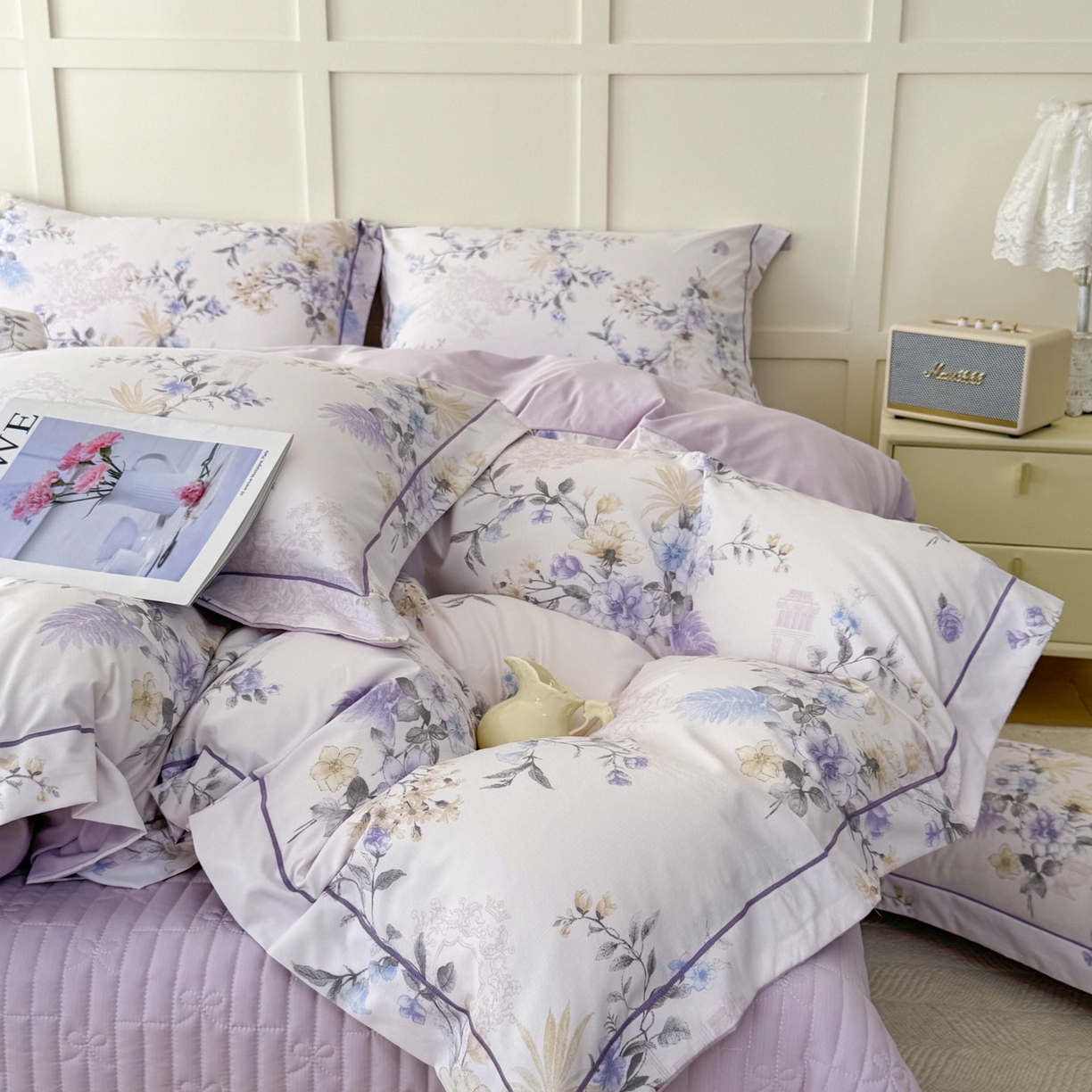 91家纺网 家纺一手货源 找家纺 星光耀 2026新款A类凉感天丝棉床盖四件套 华尔兹