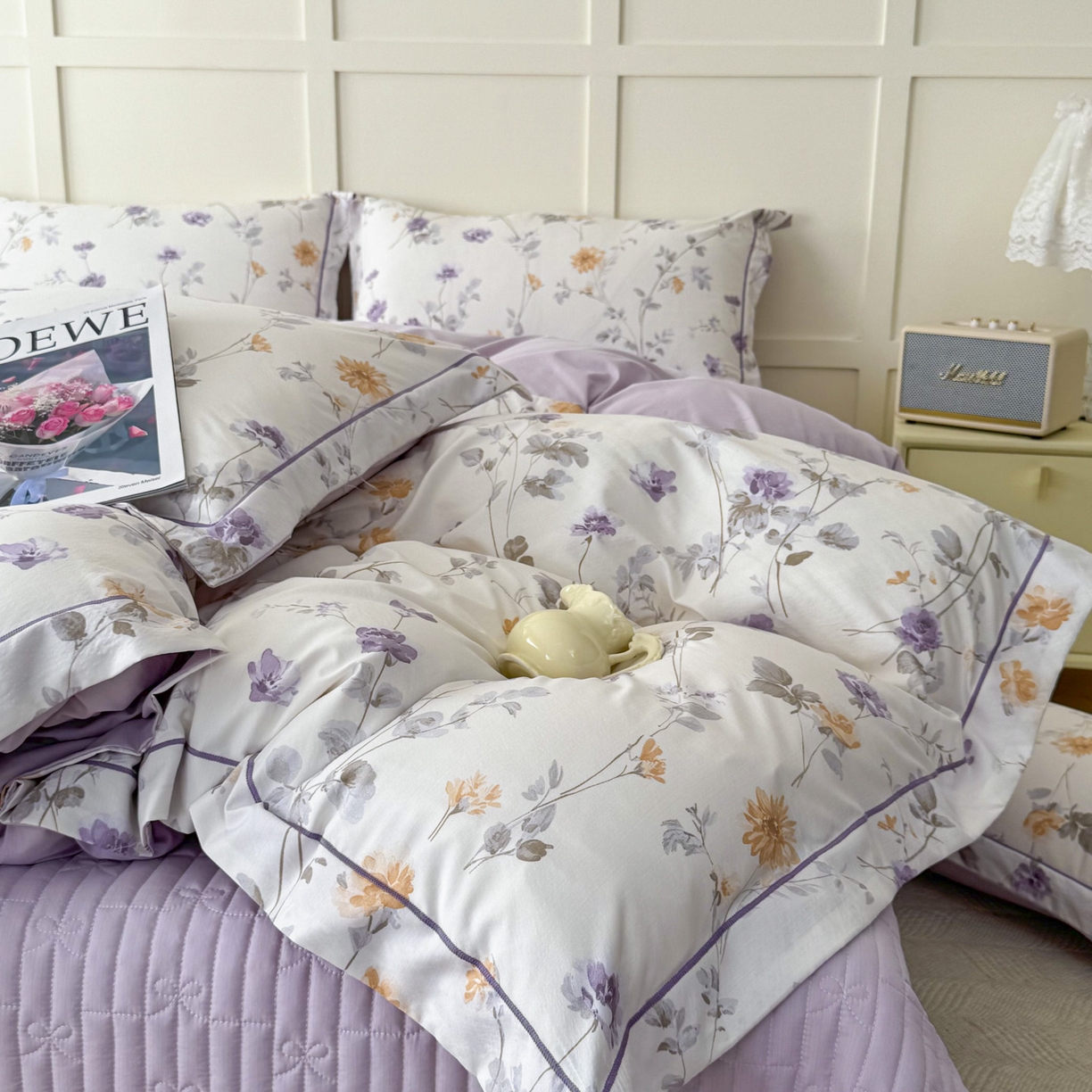 91家纺网 家纺一手货源 找家纺 星光耀 2026新款A类凉感天丝棉床盖四件套 雅枝