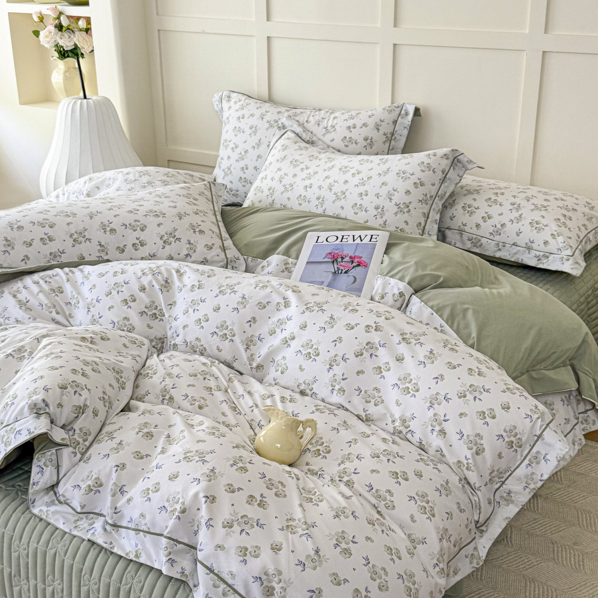 91家纺网 家纺一手货源 找家纺 星光耀 2026新款A类凉感天丝棉床盖四件套 绿萝