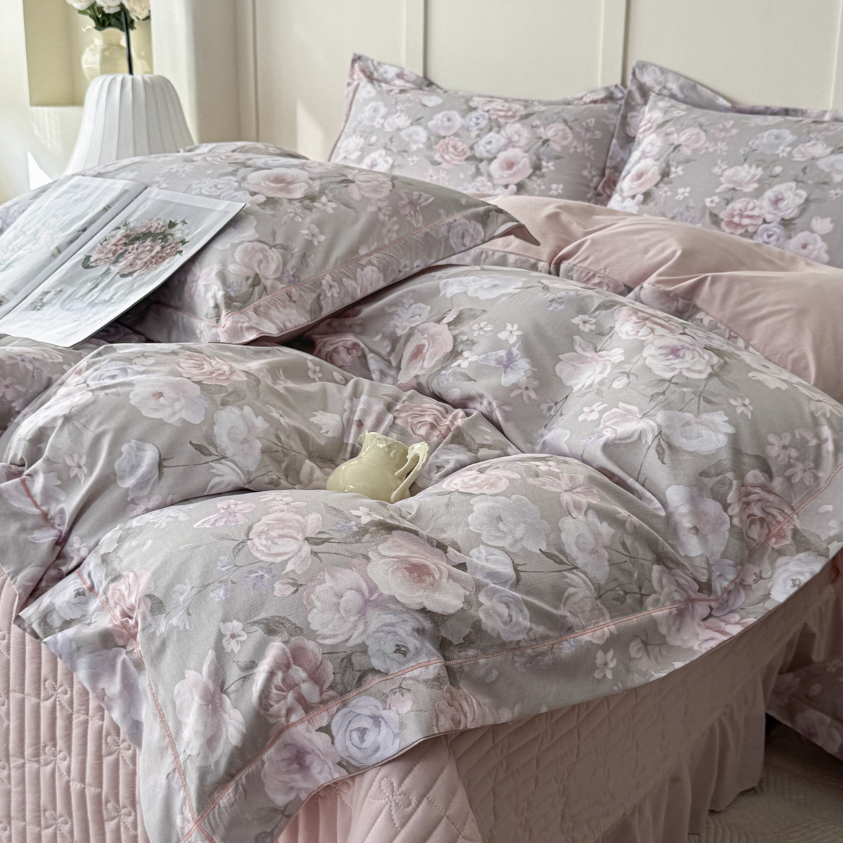 91家纺网 家纺一手货源 找家纺 星光耀 2026新款A类凉感天丝棉床盖四件套 莫奈花园