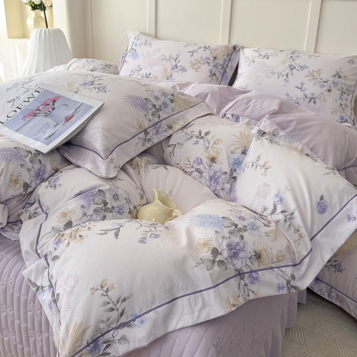 91家纺网 家纺一手货源 找家纺 星光耀 2026新款A类凉感天丝棉床盖四件套 华尔兹