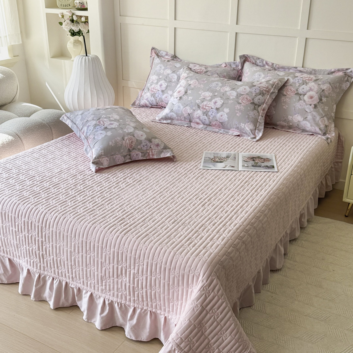 91家纺网 家纺一手货源 找家纺 星光耀 2026新款A类凉感天丝棉床盖四件套 莫奈花园