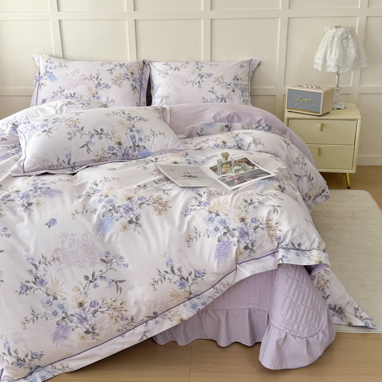 91家纺网 家纺一手货源 找家纺 星光耀 2026新款A类凉感天丝棉床盖四件套 华尔兹