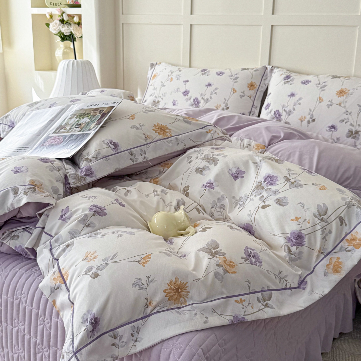 91家纺网 家纺一手货源 找家纺 星光耀 2026新款A类凉感天丝棉床盖四件套 雅枝