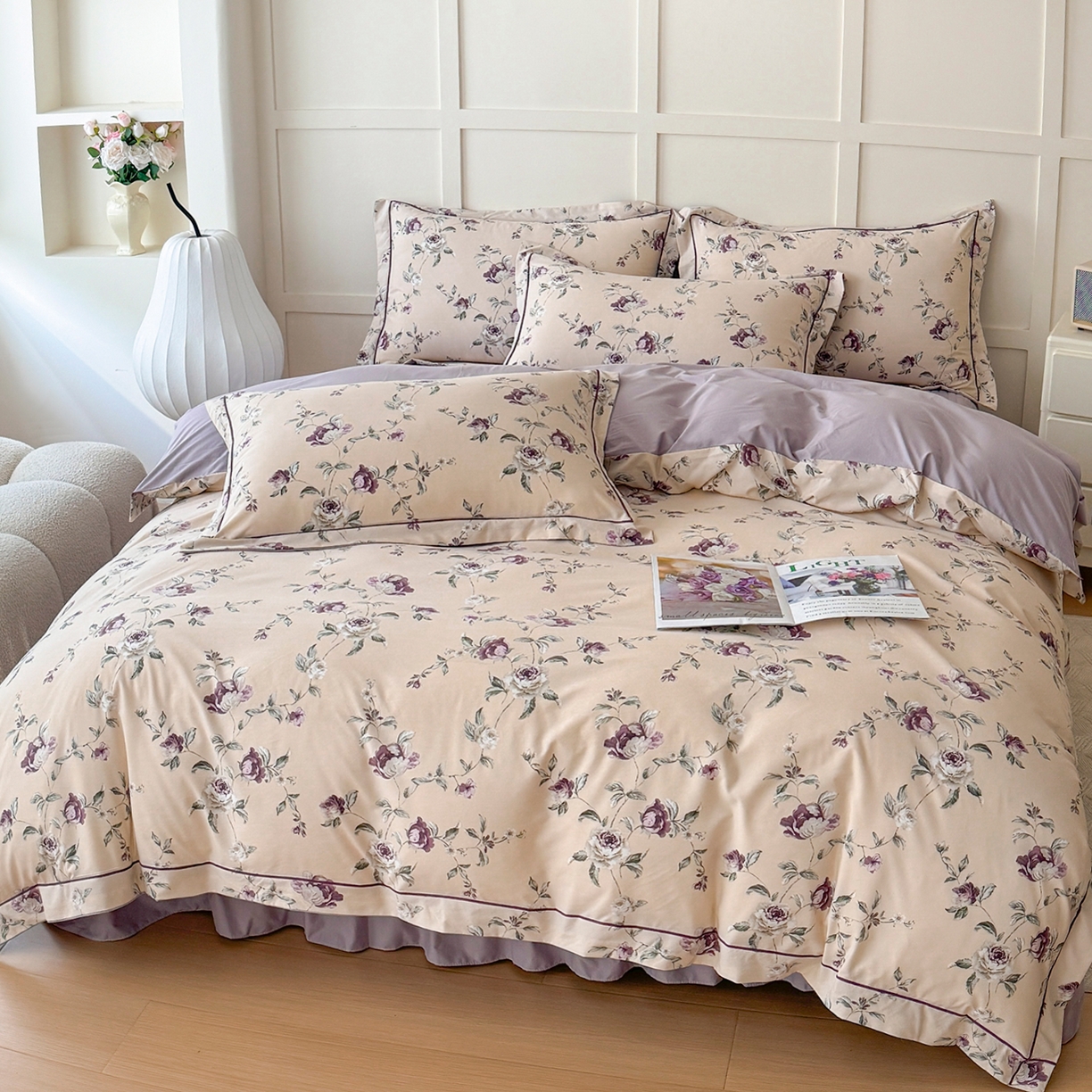 91家纺网 家纺一手货源 找家纺 星光耀 2026新款A类凉感天丝棉床盖四件套 安妮