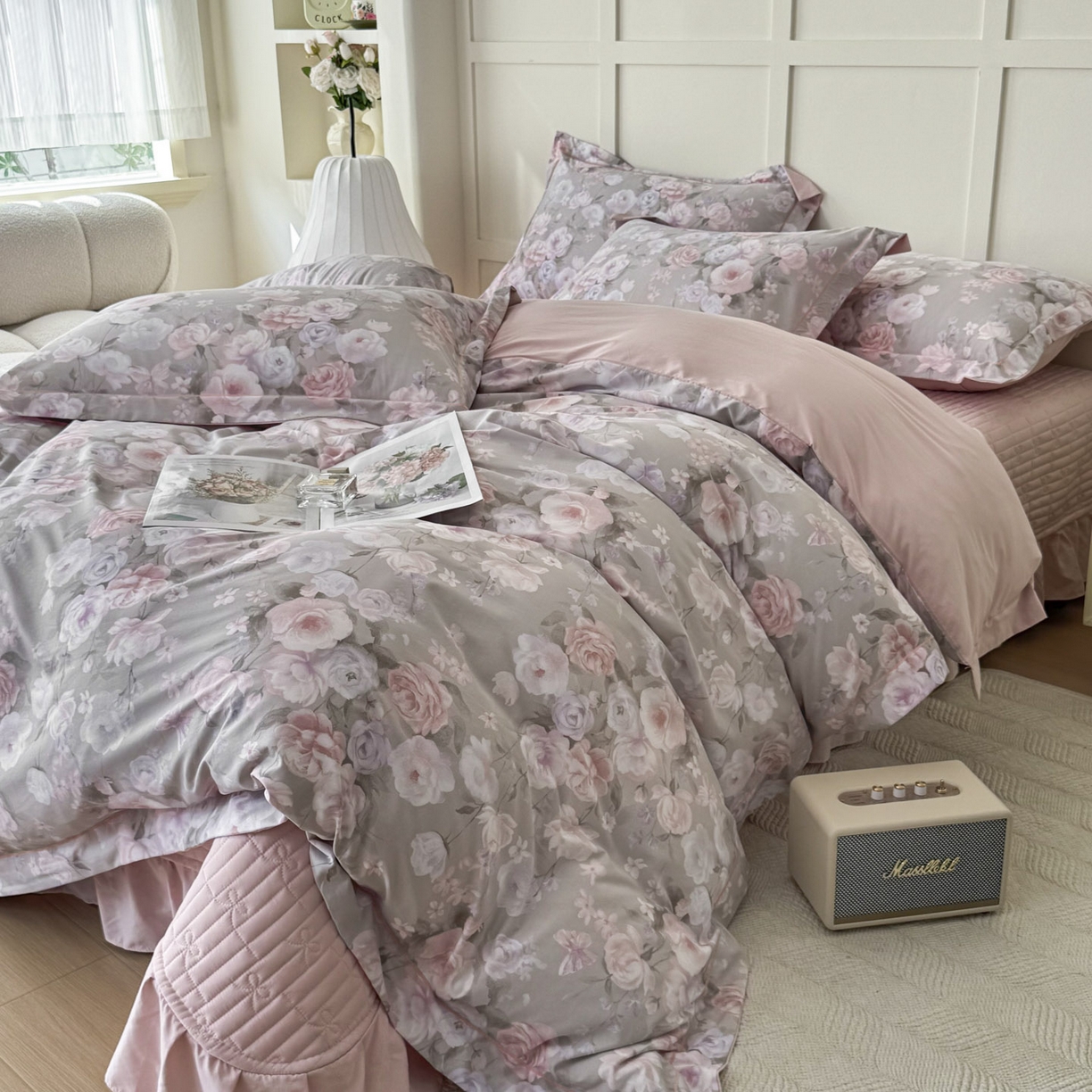 91家纺网 家纺一手货源 找家纺 星光耀 2026新款A类凉感天丝棉床盖四件套 莫奈花园