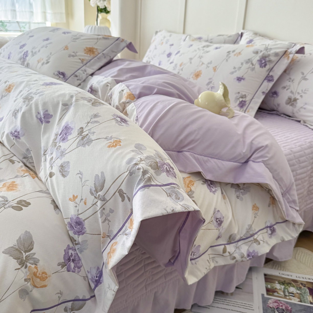 91家纺网 家纺一手货源 找家纺 星光耀 2026新款A类凉感天丝棉床盖四件套 雅枝