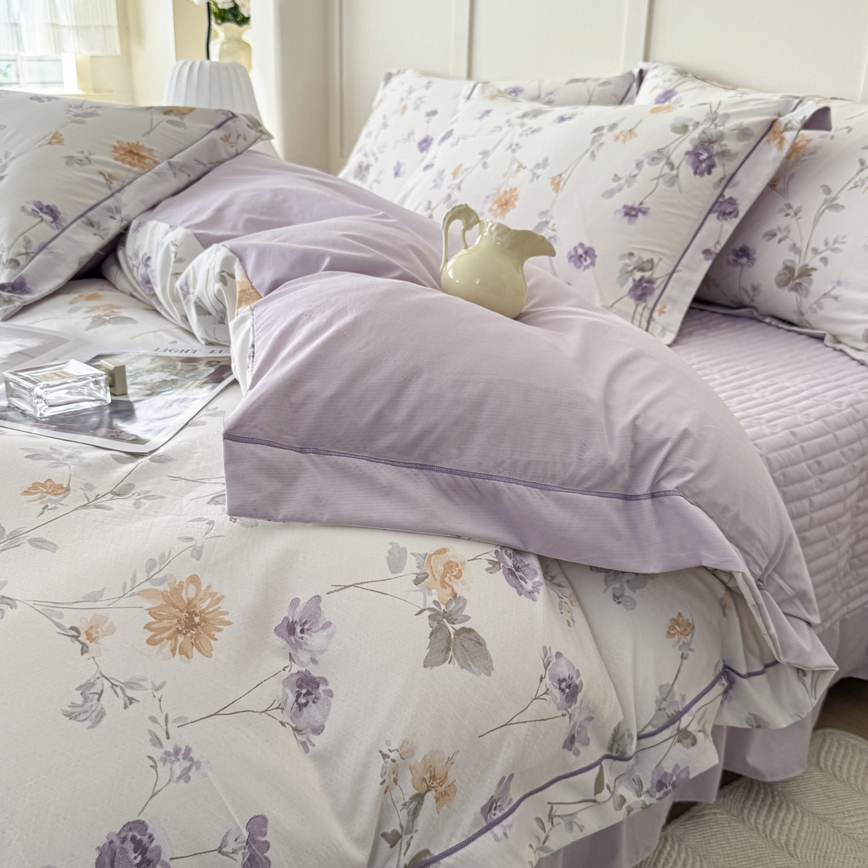 91家纺网 家纺一手货源 找家纺 星光耀 2026新款A类凉感天丝棉床盖四件套 雅枝