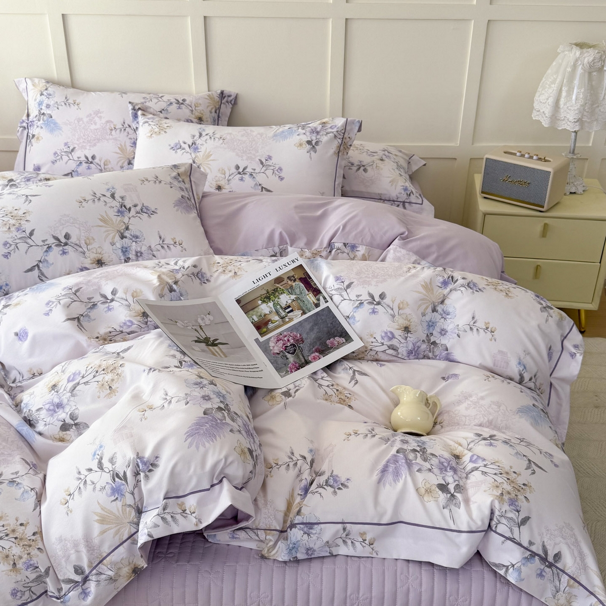 91家纺网 家纺一手货源 找家纺 星光耀 2026新款A类凉感天丝棉床盖四件套 华尔兹