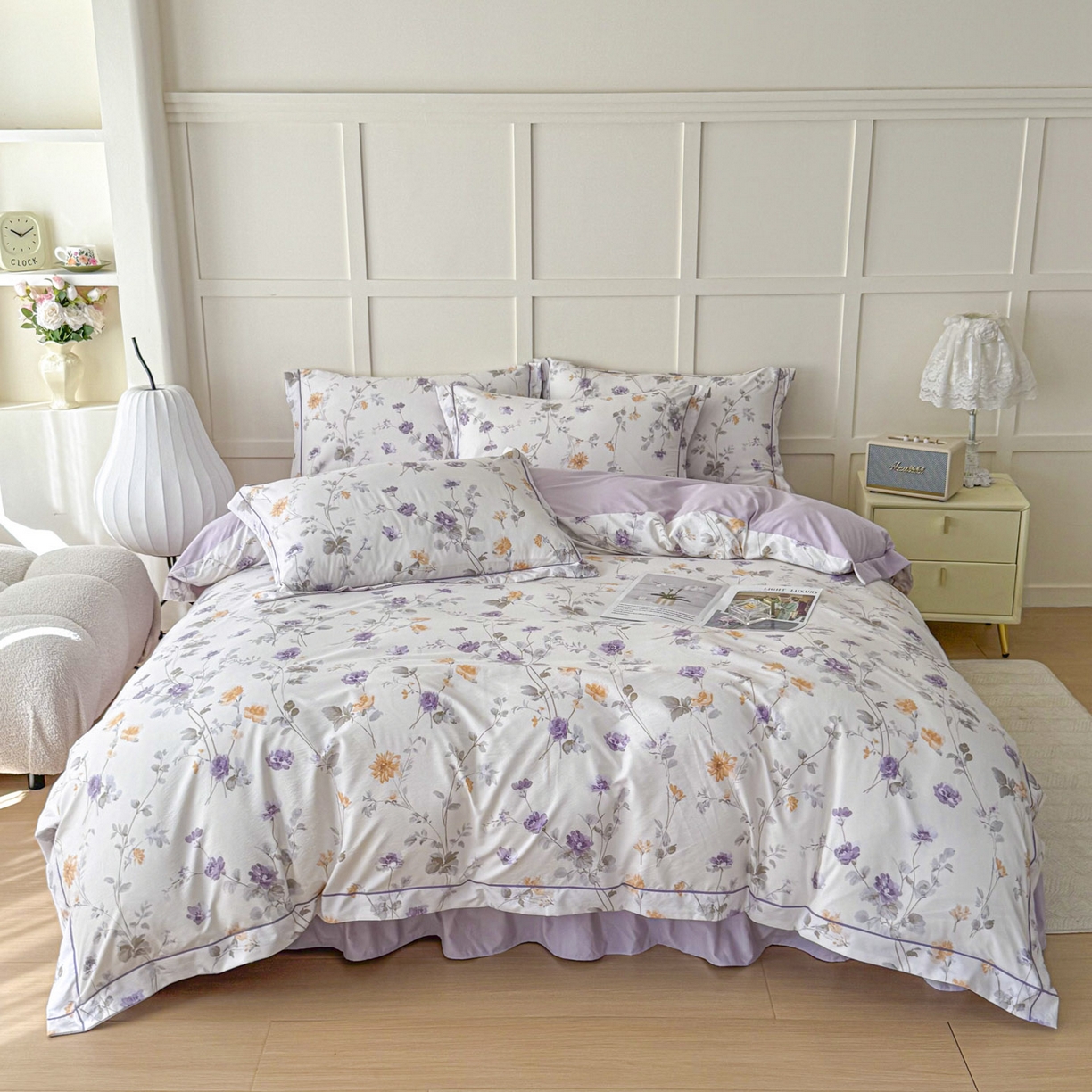 91家纺网 家纺一手货源 找家纺 星光耀 2026新款A类凉感天丝棉床盖四件套 雅枝