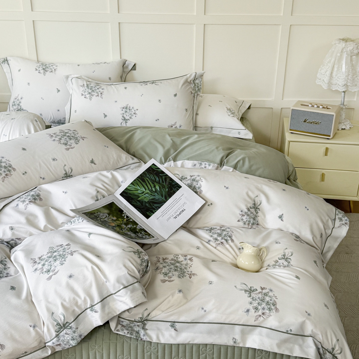 91家纺网 家纺一手货源 找家纺 星光耀 2026新款A类凉感天丝棉床盖四件套 花束