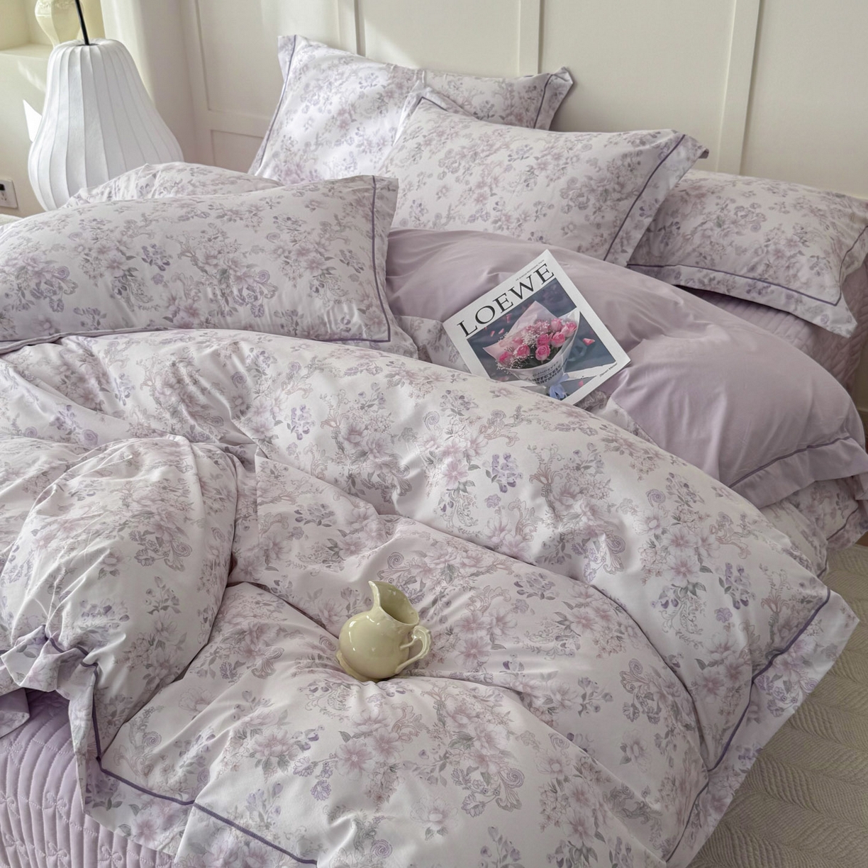 91家纺网 家纺一手货源 找家纺 星光耀 2026新款A类凉感天丝棉床盖四件套 佳期紫