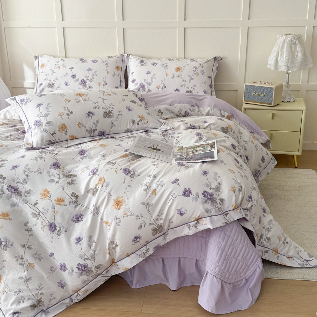 91家纺网 家纺一手货源 找家纺 星光耀 2026新款A类凉感天丝棉床盖四件套 雅枝