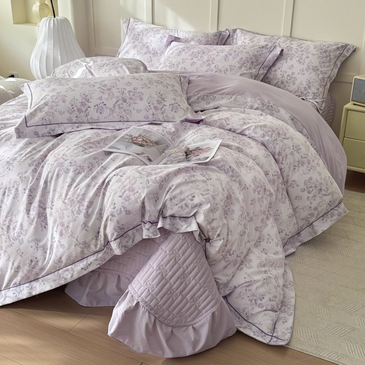 星光耀 2026新款A类凉感天丝棉床盖四件套 佳期紫