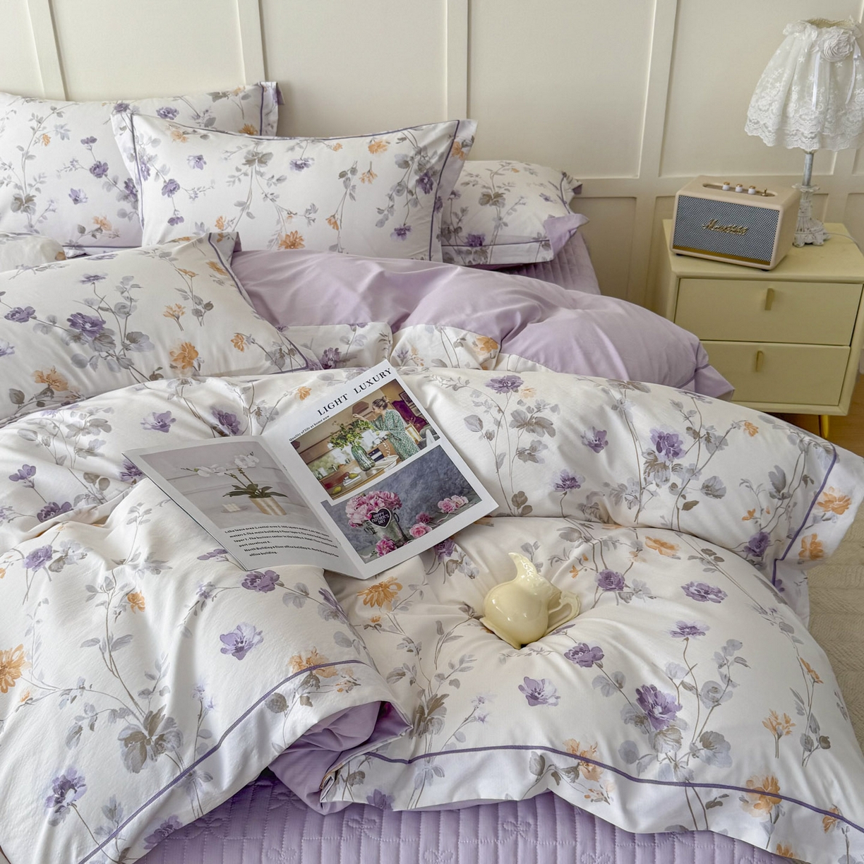 91家纺网 家纺一手货源 找家纺 星光耀 2026新款A类凉感天丝棉床盖四件套 雅枝