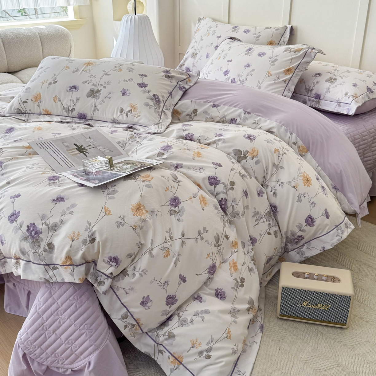 91家纺网 家纺一手货源 找家纺 星光耀 2026新款A类凉感天丝棉床盖四件套 雅枝