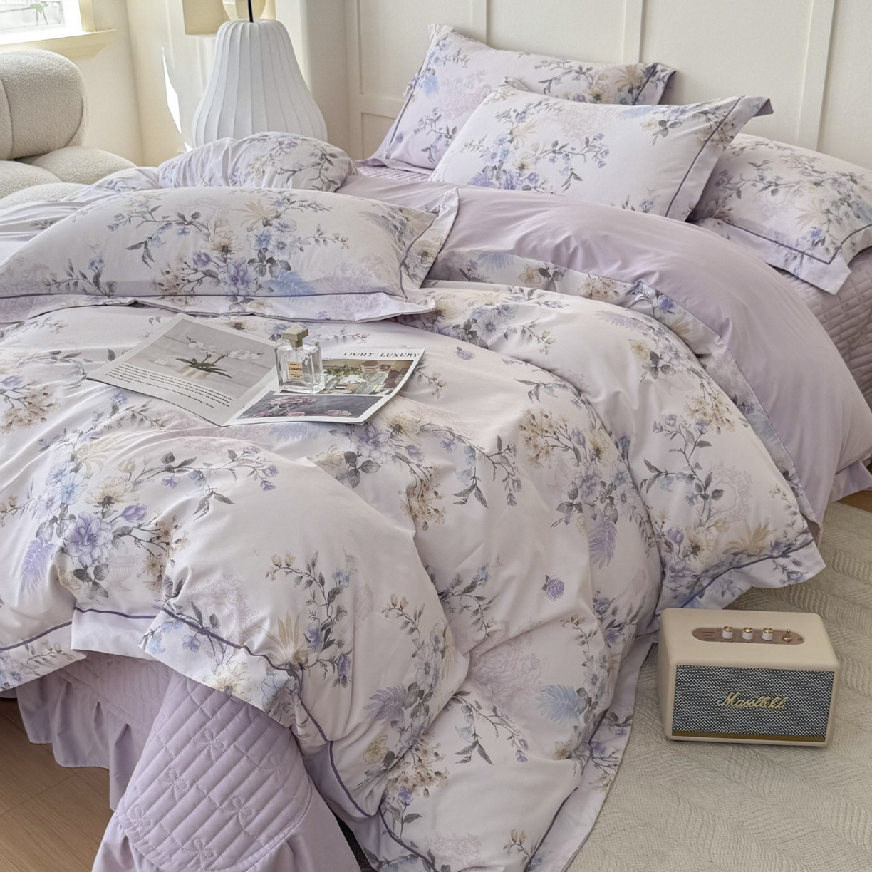 91家纺网 家纺一手货源 找家纺 星光耀 2026新款A类凉感天丝棉床盖四件套 华尔兹