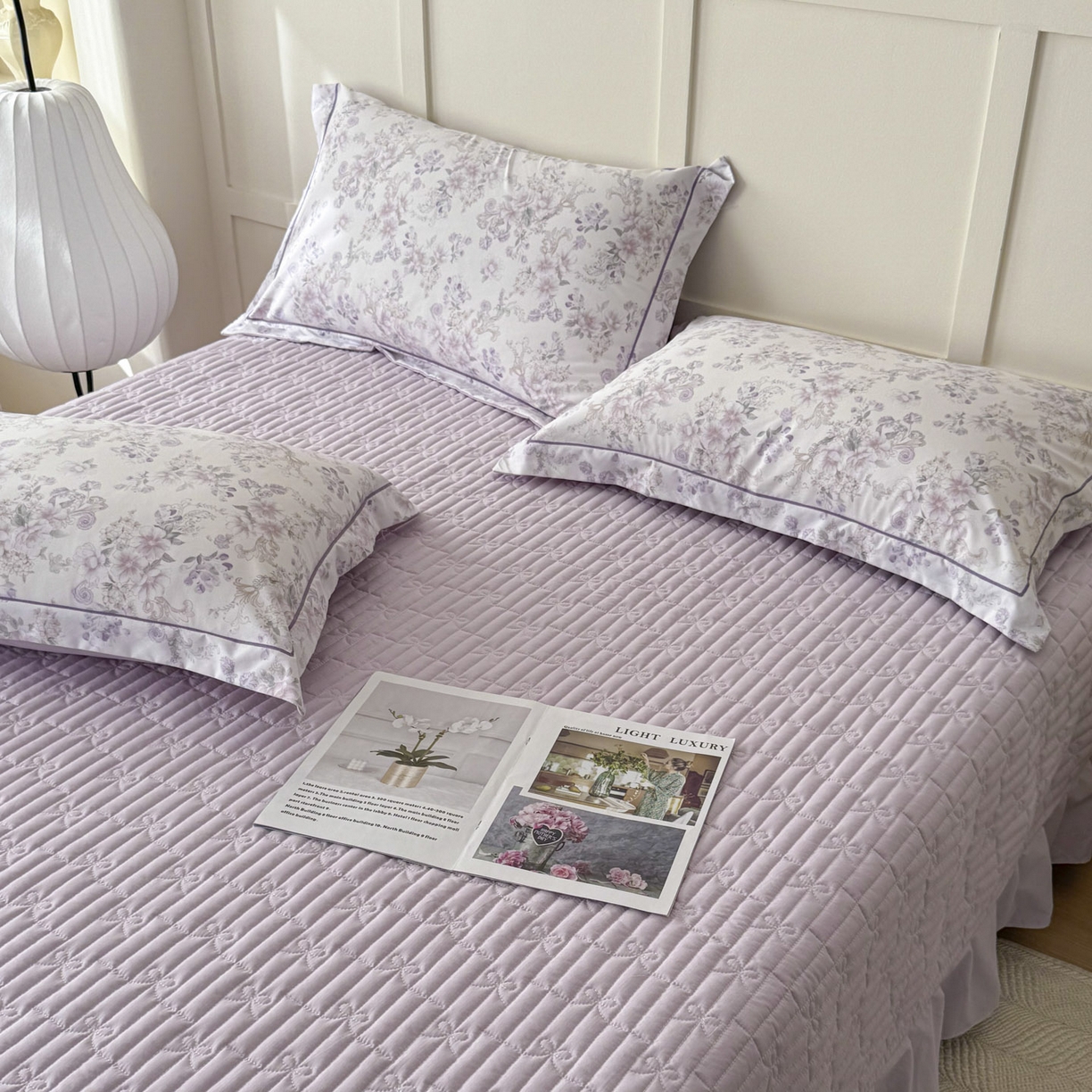 91家纺网 家纺一手货源 找家纺 星光耀 2026新款A类凉感天丝棉床盖四件套 佳期紫