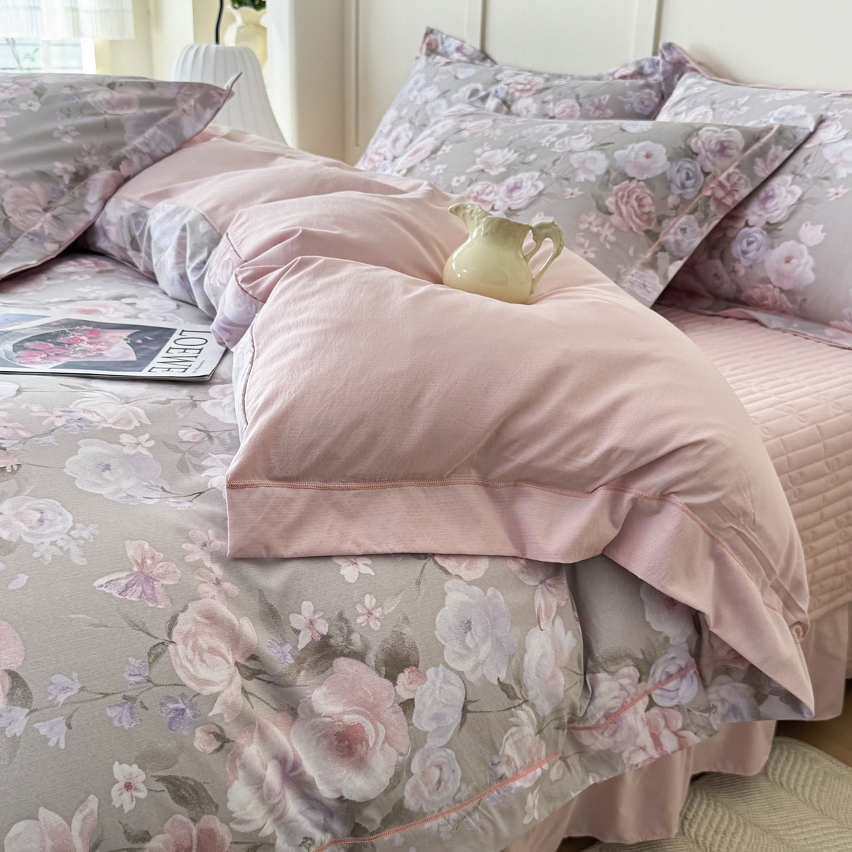 91家纺网 家纺一手货源 找家纺 星光耀 2026新款A类凉感天丝棉床盖四件套 莫奈花园