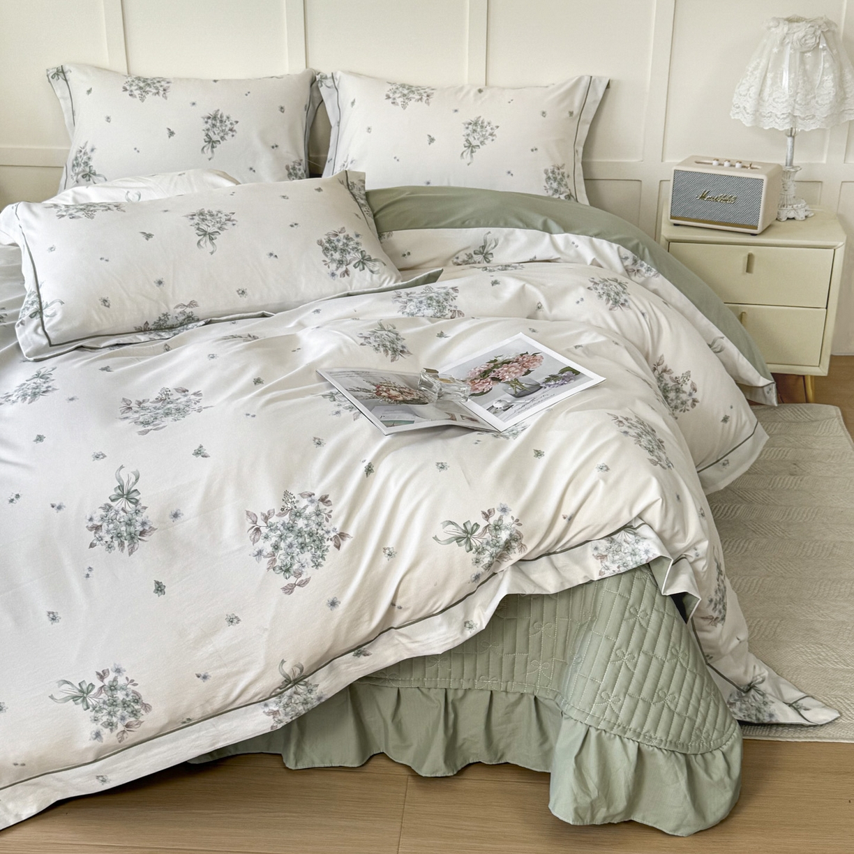 91家纺网 家纺一手货源 找家纺 星光耀 2026新款A类凉感天丝棉床盖四件套 花束