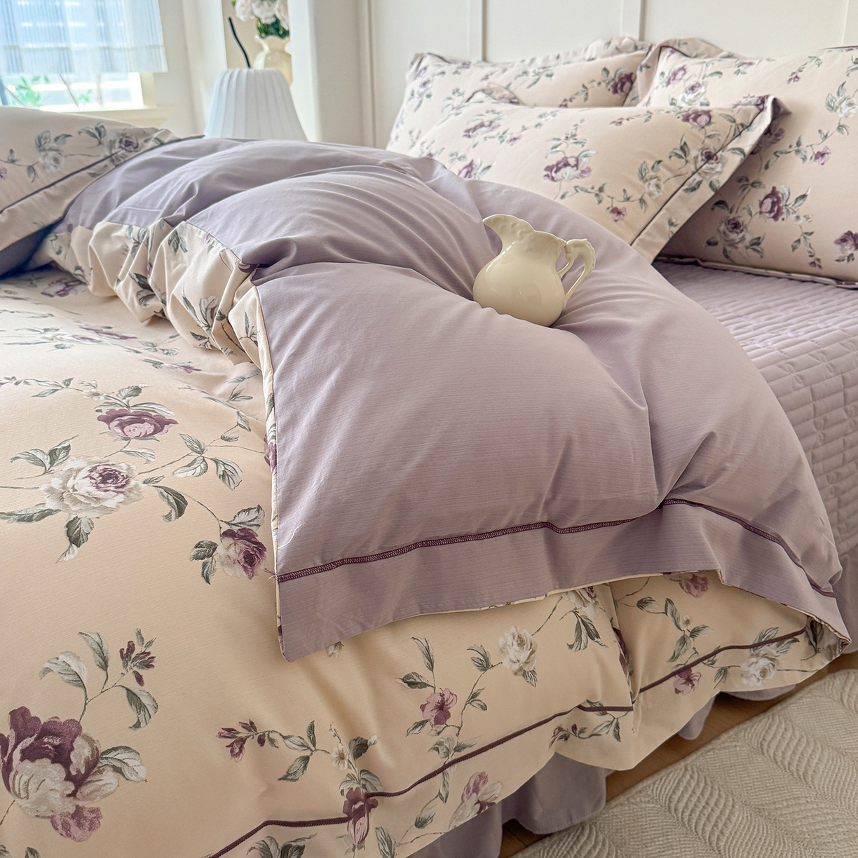 91家纺网 家纺一手货源 找家纺 星光耀 2026新款A类凉感天丝棉床盖四件套 安妮