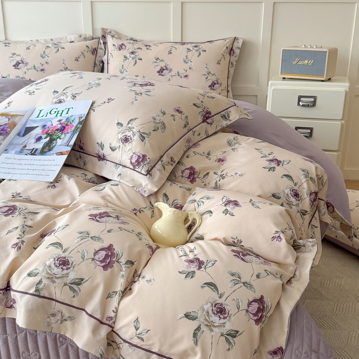 91家纺网 家纺一手货源 找家纺 星光耀 2026新款A类凉感天丝棉床盖四件套 安妮