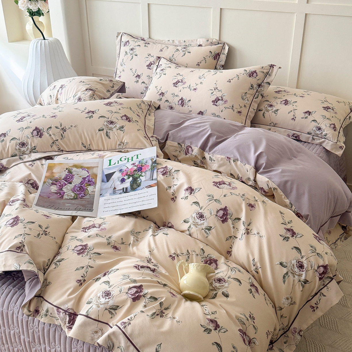 91家纺网 家纺一手货源 找家纺 星光耀 2026新款A类凉感天丝棉床盖四件套 安妮