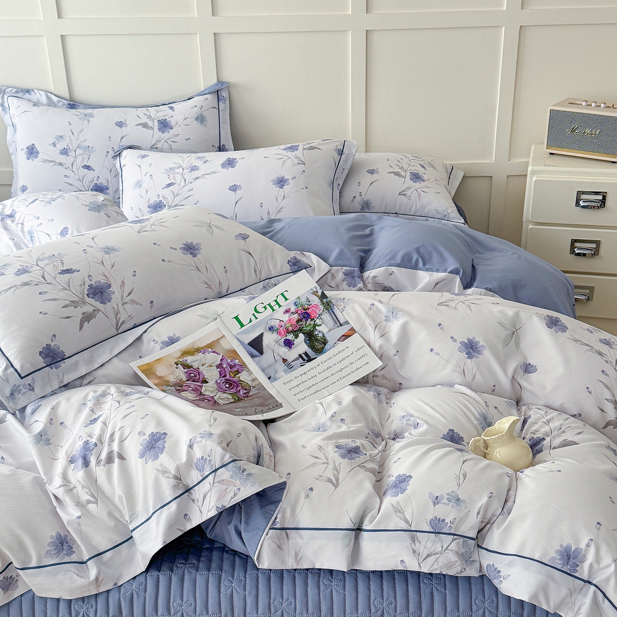 91家纺网 家纺一手货源 找家纺 星光耀 2026新款A类凉感天丝棉床盖四件套 温岚