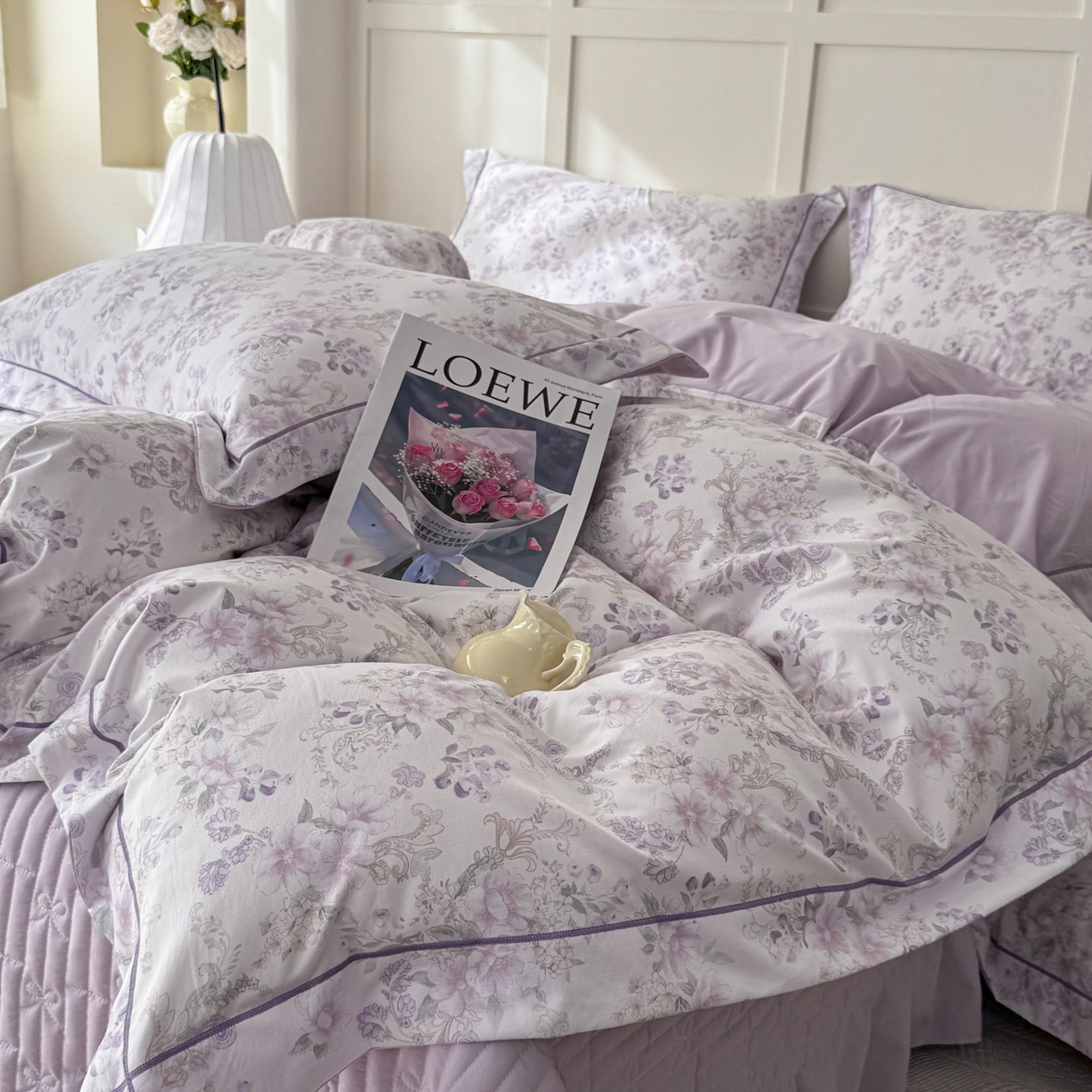 91家纺网 家纺一手货源 找家纺 星光耀 2026新款A类凉感天丝棉床盖四件套 佳期紫