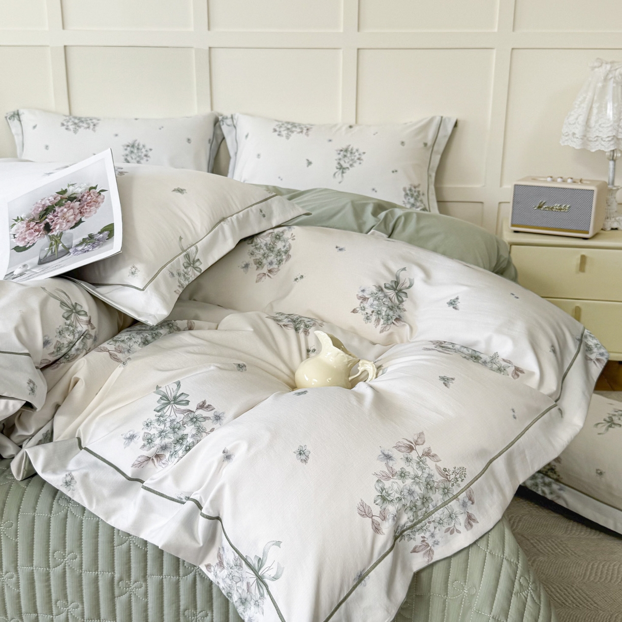 91家纺网 家纺一手货源 找家纺 星光耀 2026新款A类凉感天丝棉床盖四件套 花束