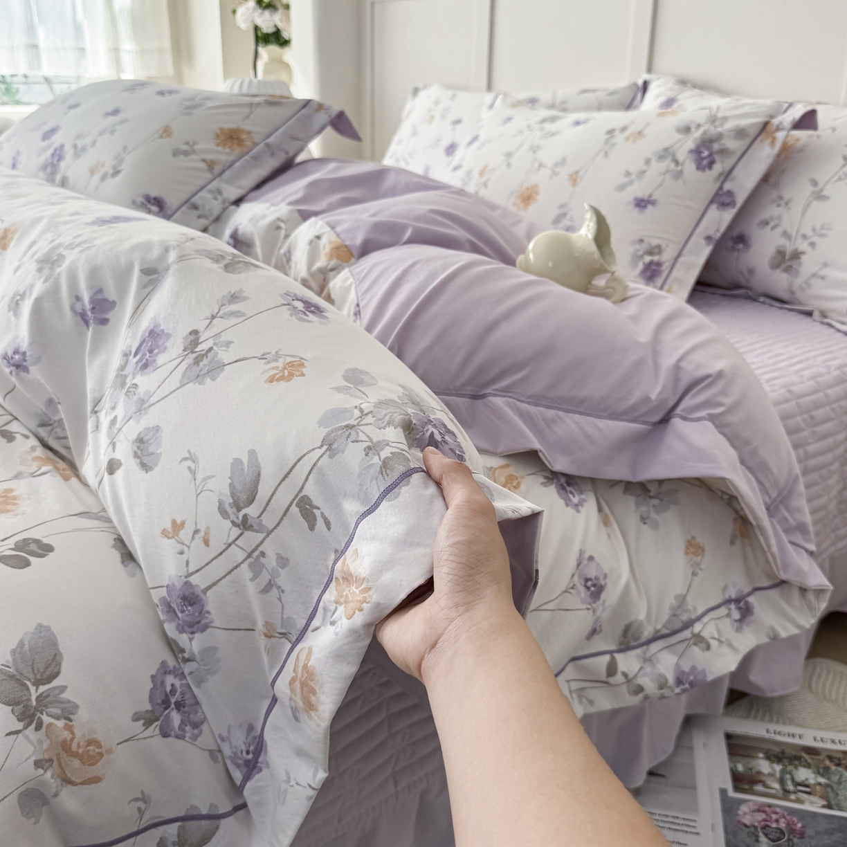 91家纺网 家纺一手货源 找家纺 星光耀 2026新款A类凉感天丝棉床盖四件套 雅枝