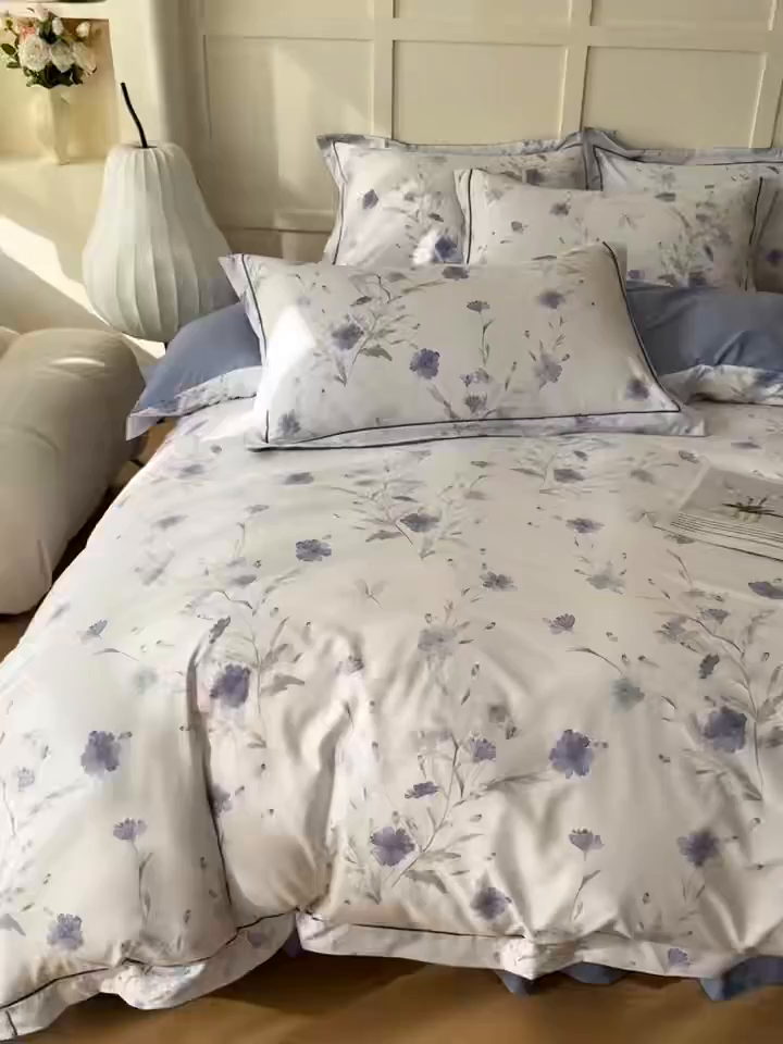 91家纺网 家纺一手货源 找家纺 星光耀 2026新款A类凉感天丝棉床盖四件套 温岚