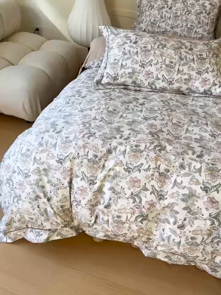 91家纺网 家纺一手货源 找家纺 星光耀 2026新款A类凉感天丝棉床盖四件套 凯西亚