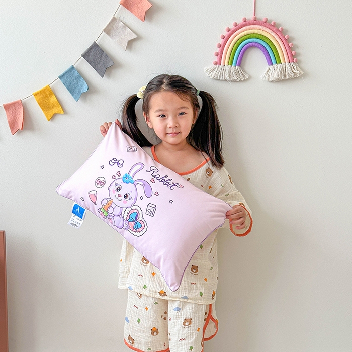 2026新款卡通儿童枕头婴幼儿园可爱小枕头30*50cm 紫色兔兔